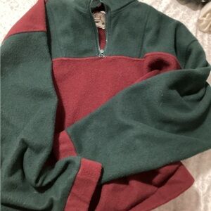 Men's Colorblock Crewneck Fleece Pullover - Green & Burgundy